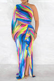 namcoverse Tie Dye Striking Asymmetric Maxi Dress