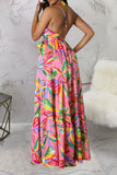 namcoverse Floral Print On-trend Lace-Up High Split Maxi Dress