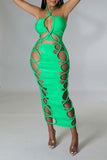 namcoverse Solid Color Kitsch Strappy Midi Dress