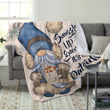 1pc Cozy Blue Gnome Printed Flannel Blanket - Soft, Warm, Multi-Purpose Shawl for Office, Home, and Outdoor Use - Perfect Leg Cover for Chilly Days, Travel, and Camping