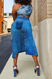 namcoverse Denim On-trend Asymmetric Skirt