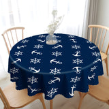 1pc Anchor Rudder Tablecloth - Durable Polyester, Waterproof, Wrinkle Resistant, Machine Washable, Scalloped Edge - Captivating Ocean Themed Decoration for Unforgettable Parties, Weddings, Picnics, Cafe Gatherings, and Family Reunions