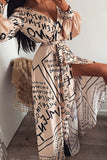 namcoverse Letter Print Unique Irregular Maxi Dress