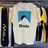 Top Craftsmanship Rhude Mens T Shirts summer Fashion designer tshirts Street Casual Short Sleeve Beach Style tees Cotton Printing Shirt 23SSS A124