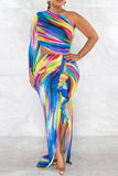 namcoverse Tie Dye Striking Asymmetric Maxi Dress