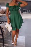 namcoverse Solid Color Urban Layered Pleated Mini Dress