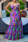 namcoverse Tie Dye Bohemia Ruffle Maxi Dress