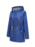 New Anti-splash Water Long Windbreaker, Women's Hooded Coat, Outdoor Fall Winter Windproof Long Jacket