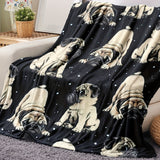 1pc Adorable Pug Dog Printed Soft Flannel Blanket - Warm, Cozy, Multi-Purpose Throw for Couch, Sofa, Office, Bed, Camping, Travel - Perfect Gift for All Seasons, Indoor, Outdoor Use