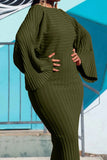 namcoverse Solid Color Ribbed Chic Batwing Sleeve Maxi Dress