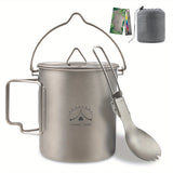 Ultimate Titanium Camping Mug Kit - Lightweight, Multi-functional with Spork & Lid, Easy Carry Bag