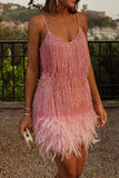 namcoverse Feather&Sequined Sweet Mini Dress