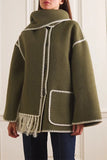 namcoverse Patchwork Scarf Collar Modern Tassel Coat