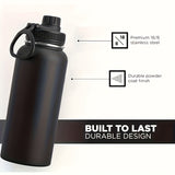 1pc 32oz Stainless Steel Insulated Water Bottle - Double Wall Vacuum, Leakproof Spout Lid, Perfect for Sports, Outdoor Activities, Holiday Gifts, and Everyday Use