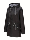 New Anti-splash Water Long Windbreaker, Women's Hooded Coat, Outdoor Fall Winter Windproof Long Jacket