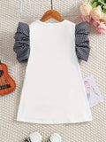 Chic Summer Flare: Kid’s Stretch Fit & Flare Dance Girl Dress with Ruffle Sleeves - Durable & Easy-Care