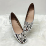 Shimmering Rhinestone Chunky Heel Pumps - Square Toe, Seamless Slip-On, Glamorous Dress Shoes for Women - Perfect Evening & Party Wear