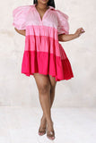 namcoverse Color Block Cute Tiered Ruffle Mini Dress