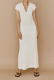 namcoverse Solid Color Ribbed Casual Maxi Dress