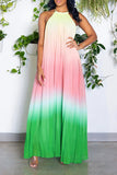 namcoverse Gradient Simple Backless Flowy Pleated Maxi Dress