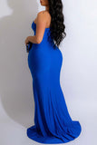 namcoverse Solid Color Stunning Off Shoulder High Split Maxi Dress