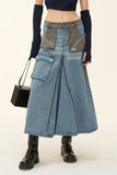 namcoverse Hit Color Stylish Multi Pocket Zipper Denim Skirt