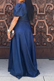 namcoverse Solid Color Modern Lace-Up Maxi Dress