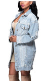 namcoverse Washed Denim Stylish Cutout Multi Pocket Mini Dress