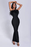 namcoverse Xuliy Feather Maxi Bandage Dress