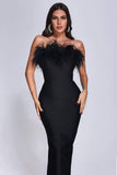 namcoverse Xuliy Feather Maxi Bandage Dress