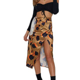 namcoverse Summer Fall Women Leopard Wrapped Skirts Fashion High Waist Ruffle Split Sexy Slim Long Skirt Ladies Beach Casual Clothes Female