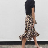 namcoverse Summer Fall Women Leopard Wrapped Skirts Fashion High Waist Ruffle Split Sexy Slim Long Skirt Ladies Beach Casual Clothes Female