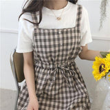 namcoverse Tartan Spaghetti Strap Sleeveless Mid-length Dress