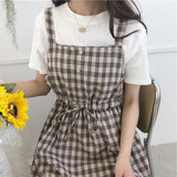 namcoverse Tartan Spaghetti Strap Sleeveless Mid-length Dress