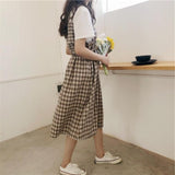 namcoverse Tartan Spaghetti Strap Sleeveless Mid-length Dress