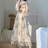 namcoverse Transparent Floral and Leaf Design Long Sleeved Dress