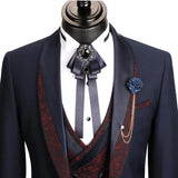 New Mens Suits 3 Pcs Printed Wedding Tuxedos Slim Fit Designer Groom Groomsmen Suit Mens Formal Wear