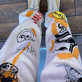 Woman Sweatpants Trousers Harajuku Jogger Cartoon Skull Print Streetwear Urban Sweat Vintage Pants for Women Casual Fashion 211115