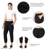 Women's Lightweight Joggers Cropped Pants Quick Dry Workout Running Sweatpants UPF 50+ Sun Protection