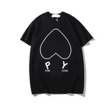 play Designer Men's T Shirts Heart Badge Brand Fashion Women's Short Sleeve Cotton Top POLO Shirt Clothing