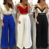 Women Pants Summer Fashion Solid Wide Leg High Waist Loose Fold Casual Long Chiffon Pantsskirt Multicolors Ladies Trousers Culottes Bottoms