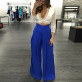 Women Pants Summer Fashion Solid Wide Leg High Waist Loose Fold Casual Long Chiffon Pantsskirt Multicolors Ladies Trousers Culottes Bottoms