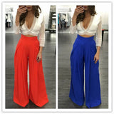 Women Pants Summer Fashion Solid Wide Leg High Waist Loose Fold Casual Long Chiffon Pantsskirt Multicolors Ladies Trousers Culottes Bottoms