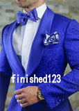 One Button Navy Blue Polka Dot Groom Tuxedos Groomsmen Shawl Lapel Best Man Wedding Prom Dinner Suits (Jacket+Pants+Girdle+Bow Tie) H473