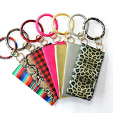 PU Bracelet Purses Leather Wrist Key ring Plaid Keychain Handbag Leopard Bracelets Pendant Purse Lady Clutch Bag Hand Carry Bags GGA3066