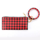 PU Bracelet Purses Leather Wrist Key ring Plaid Keychain Handbag Leopard Bracelets Pendant Purse Lady Clutch Bag Hand Carry Bags GGA3066