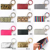 PU Bracelet Purses Leather Wrist Key ring Plaid Keychain Handbag Leopard Bracelets Pendant Purse Lady Clutch Bag Hand Carry Bags GGA3066