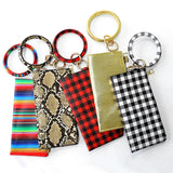 PU Bracelet Purses Leather Wrist Key ring Plaid Keychain Handbag Leopard Bracelets Pendant Purse Lady Clutch Bag Hand Carry Bags GGA3066