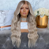 180 Density Light Brown Rooted Platinum Blonde Wig Highlight Remy Human Hair 13x4Lace Front Wigs for Black Women Transparent Lace Grey Ombre full lacewigs