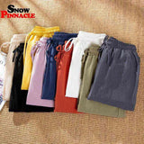 Womens Spring Summer Pants Cotton Linen Solid Elastic waist Harem Trousers Soft thin Female ladys trousers S-XXL 211112